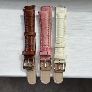 Set Of 3 Invicta Leather Watch Bands Ladies 16mm 7” Length Women’s Quick Release
